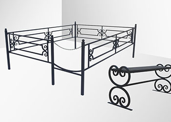 Набор Стартовый - металлическая оградка и лавочка для кладбища в Биробиджане