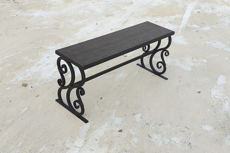 Скамейка Лилия - вид спереди, узор в виде лилий, производство Биробиджан